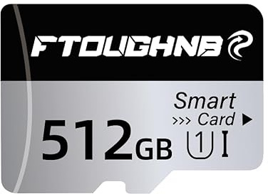 Scheda di Memoria Micro SD da 512 GB FTOUGHNB Scheda SD Waterproof Memory Card SD with Smartphone, Camera, Tablet, Drone, Smart TV,Fotocamera.