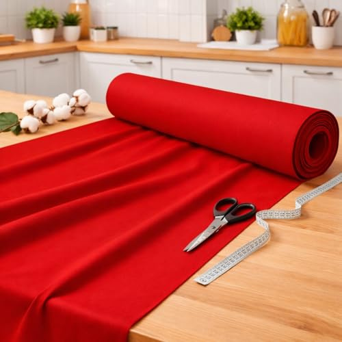 Stoff Meterware Rot 160 cm Baumwolle Linon – Uni einfarbig, schadstoffgeprüft, pflegeleicht, waschbar bis 30 °C, ca. 130 g/m², 1 Meter Baumwollstoff, hergestellt in Europa