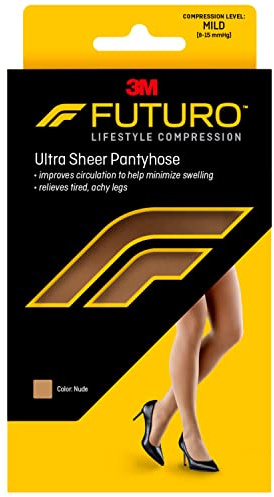 FUTURO Ultra Sheer Pantyhose for Women, Plus Size, Mild Compression (8-15 mm/Hg), Improves Circulation to Minimize Swelling, Relieves Tired & Achy Legs, Reinforced Toe & Heel (71019FCNEN)