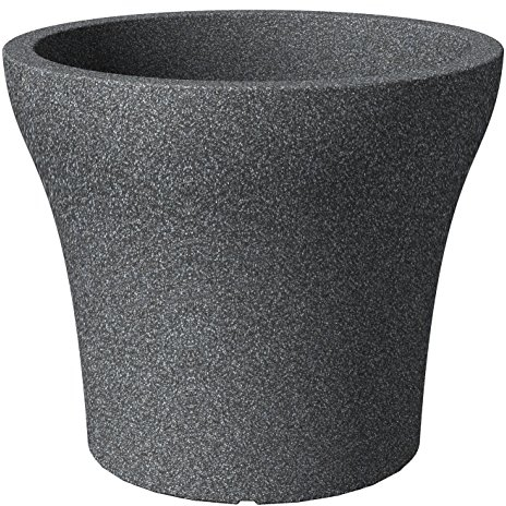 Scheurich No1 Stone, Pflanzgefäß aus Kunststoff, Schwarz-Granit, 40 cm Durchmesser, 33,2 cm hoch, 22 l Vol.