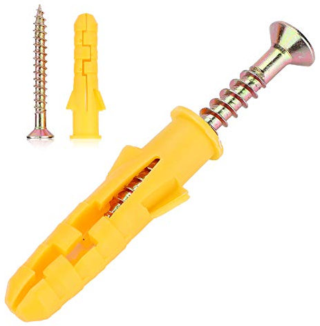 Lot de 50 chevilles en plastique pour tube d'extension avec 50 vis auto-taraudeuses (M10)