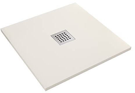 OLIMPO DOCCE - Piatto doccia in marmo resina effetto pietra con foro centrale Crema Chic - 70x120
