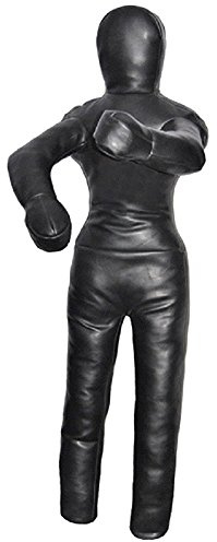 LEATHERAY MMA Jiu Jitsu Grappling Dummy Judo Punching Bag,Brazilian Jiu Jitsu Dummy,Wrestling Grappling BJJ Dummy Black Synthetic Leather-70 inches-Unfilled