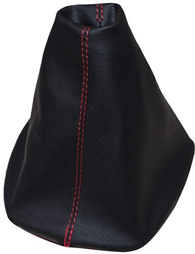 AERZETIX - Soufflet de levier de vitesse en simili cuir avec couture/surpiqûres couleurs variables (noir avec surpiqûres rouges)