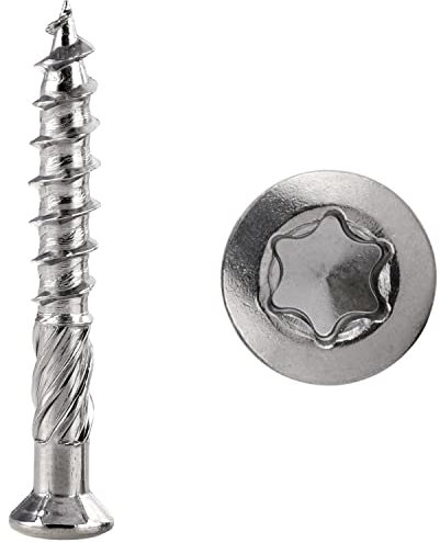 FASTON® Terrassenschrauben 5x40 mit CUT-Spitze TORX TX Edelstahl C1 (200 Stück) Schneidkerbe Terrassenbau Terassenbauschrauben Innensechsrund
