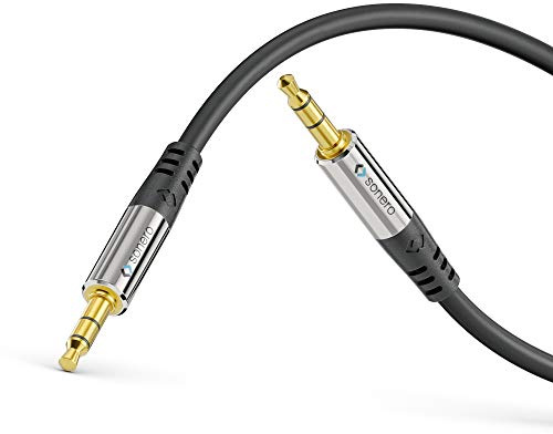 Sonero Premium 5m Aux Kabel, Audio Klinkenkabel 3,5mm, geeignet für iPhones, iPads, Smartphones, Tablet PCs, Autos & andere Stereo Geräte, schwarz | AUX Kabel, vergoldete Kontakte, Metallstecker und 3-fache Schirmung für HiFi, Smartphones, Tablets, Autoradio und MP3-Player
