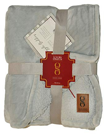 MiaSuite Plaid invernale in Pile anallergico, 130x160 cm - Colore: Ghiaccio - Effetto velluto lucente, design elegante, morbido al tatto, lavabile in lavatrice.