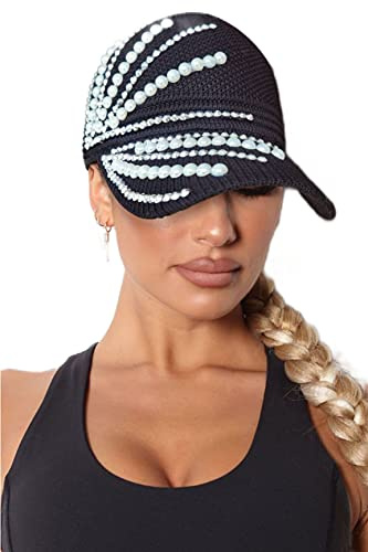 RITUMO Nieten Strass Kristalle Pferdeschwanz Hüte Bling Mesh Baseball Cap Modische Open Top Sonnenblenden Hut für Frauen