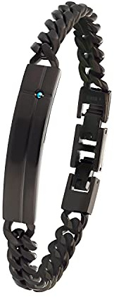 s.Oliver Armband Edelstahl Herren Armschmuck, 21+1,5 cm, Schwarz, Kommt in Schmuck Geschenk Box, 2032547