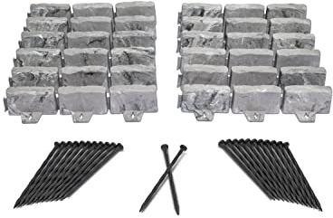 EasyFlex No-Dig - Bordo paesaggistico con punte di ancoraggio, altezza 6,9 cm, bordo decorativo da giardino effetto pietra, kit da 4,5 m, grigio ardesia