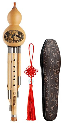 Hulusi Spielt Flöte Blasinstrument Hulusi Mit Schachtel Kürbisseide Mit DREI Pfeifen Autodidaktische Unterhaltung, Spielen, Schenken (Color : Wood, S : B-Flat)