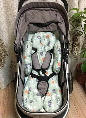 Baby Stroller Cushion Seat Liner Cotton Pushchair Seat Pads Universal Pram Insert Pad Warm Pushchair Seat Covers for Pram Buggy Baby Carriage Washable Winter Thick Infant Pushcar Seat Mat (Green)