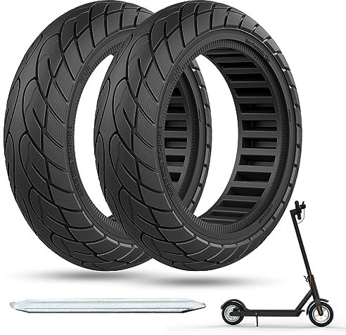 Cooryda 10x2.125 Scooter Tire, 10 inch Solid Rubber Tires Tubeless Front or Rear Replacement 10x2.125 Solid Electric Scooter Tire for Gotrax G4 Xr V2 Ninebot F25 F65 Hiboy S2 Pro 2pc Black