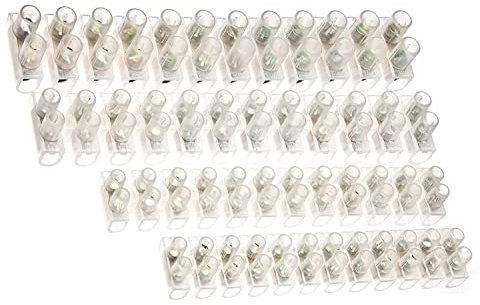BRACKIT Wire Connectors - Multi Pack of 4 - Clear Electrical Terminal Block - 2 Sizes 5 Amp and 10 Amp – 2 Strips Per Size –12 Way Electrical Connectors