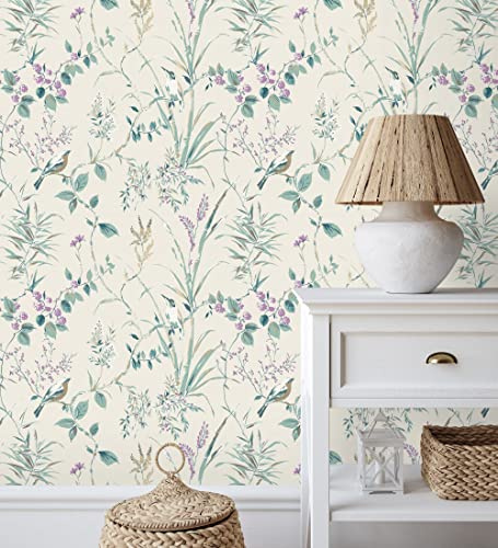 GAULAN 500680930 - Carta da parati lavabile di rami fiori e uccelli stile romantico per pareti soggiorno cucina camera da letto sala da pranzo testada del - Campione DIN A4