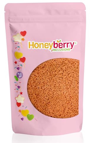 HONEYBERRY INCLUSIONS - Chispas de azúcar naranja de 200 g, gránulos comestibles de primera calidad para hornear, decoraciones de cupcakes y pasteles, helados, postres y glaseados