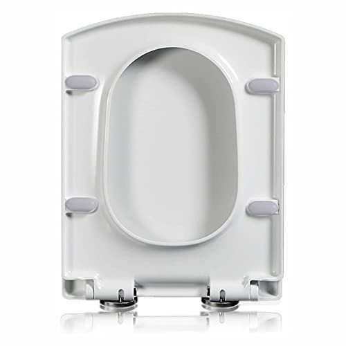 Toilettendeckel, WC Sitz Mit Absenkautomatik, Klodeckel Eckig Weiß Kunststoff, Softclose Antibakterielle Rechteck Klobrille PP Material Rechteck Typ,37×47cm