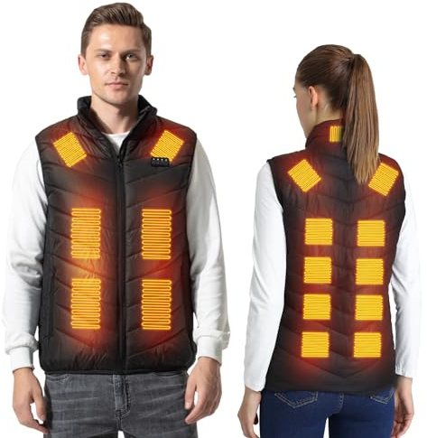 Armorget Gilet Riscaldato,Temperatura a 3 Livelli, 9/13/17 Zone di Riscaldamento, Gilet Riscaldato Ricaricabile via USB, Giacca Riscaldata per Uso Esterno (Batterie Escluso)