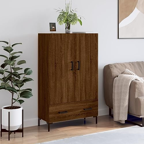 Highboard Braun Eichen-Optik 69,5x31x115 cm Sideboard Moderne Kommode Mit Schublade für Schlafzimmer, Kinderzimmer, Wohnungseingang, Flur Komode