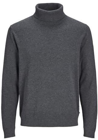 JACK & JONES Jjebasic Knit Roll Neck Noos Maglione da Uomo, Grigio Scuro mélange, L