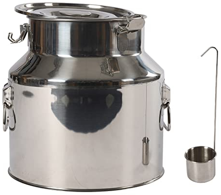 Jarra de leche de acero inoxidable, 22 L, con tapa y asa, jarra de leche, recipiente de acero inoxidable, recipiente de transporte a prueba de fugas