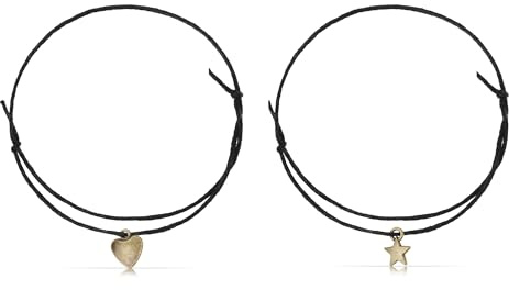 Made by Nami Fußkettchen Set für Damen und Mädchen mit Herz und Stern Anhänger Verstellbar Geschenke für Frauen