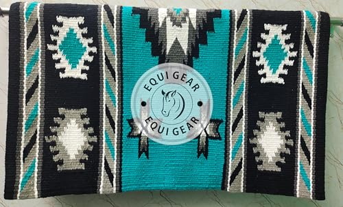 EQUIGEAR Western Show Horse Satteldecke aus neuseeländischer Wolle, Western-Design, handgefertigte Satteldecke, Wollpolster, Sensor Flex (Anpassung möglich), WI29 (34x38)