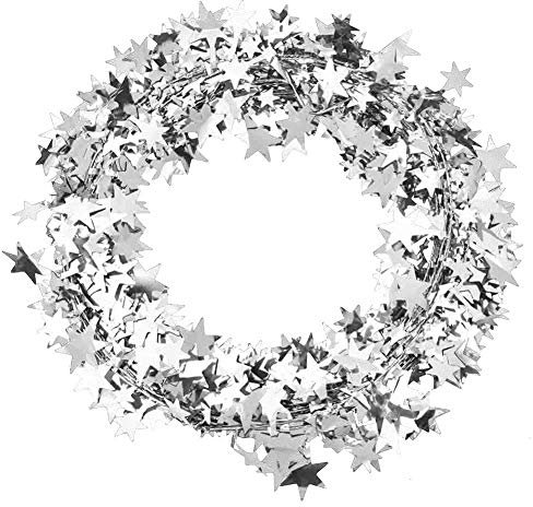 Hapivida Stern Lametta Girlanden, 7,5m Kleine Drahtgirlanden Dekorationen Lametta Draht Girlande Stern Draht Girlanden Weihnachtsbaum Party Dekoration(Silber)