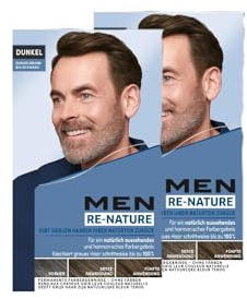 Men Perfect Re-Nature - Crema de pigmentación para hombre de color marrón oscuro a negro (2 x 145 ml), restaura el color natural del cabello sin teñir el pelo y oculta suavemente las canas