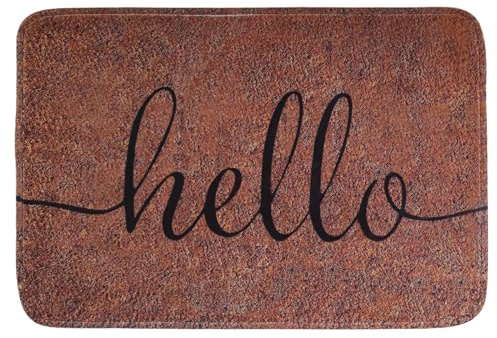 Fychuo Coir Large Door Mat 40 x 60cm Indoor/Outdoor Dirt Trapper Hello Welcome Non Slip Absorbent Washable