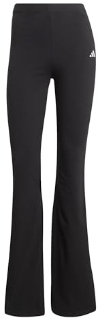 adidas Donna Essentials Small Logo Flared Leggings Tights, Black/White, L