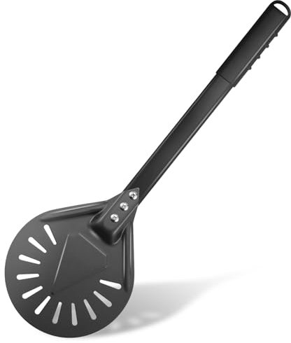 Joylongde Pizza Turning Peel 7 Inch Round Anodized Aluminum Perforated Pizza Peel Turner With Metal Handle Pizza Paddle Spinner For Outdoor Pizza Oven Accessories