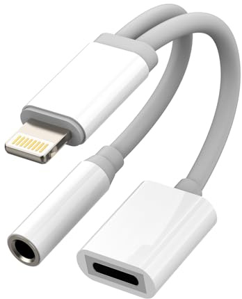 Lightning Adapter(2 in 1)für iPhone 14 AUX Kopfhörer Klinke Kabel 3.5mm Headphone Jack Laden Splitter Auto Audio Cable Konverter Anschluss für iPad Kopfhöreranschluss Ladegerät für Apple MFI Certified