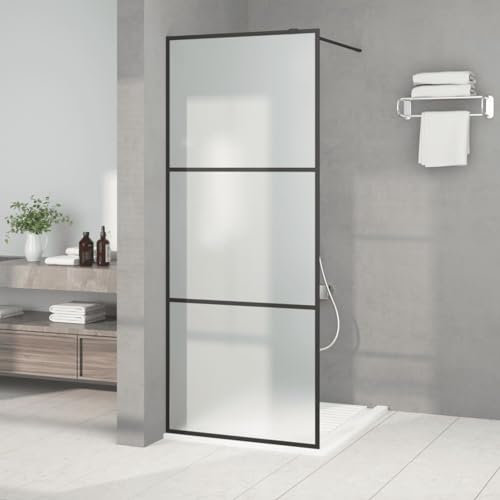 ZEYUAN Duschwand für Begehbare Dusche Schwarz 80x195 cm Matt ESG-Glas, Duschrückwand, Duschabtrennung, Glaswand Dusche, Duschglaswand, Duschtrennwand