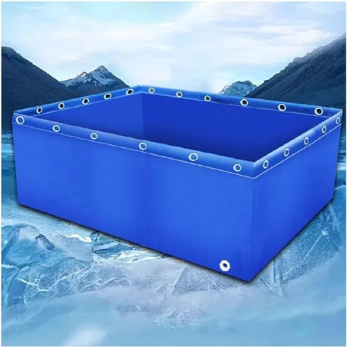 MAYFABD Aquarium Pool PVC Canvas Ponds With Drain Valve Temporary Holding Tank For Saltwater Fish 0.5mm Tarp Water Storage Pool For Koi Fish Turtles Swimming,Blue,2 * 1 * 0.8m