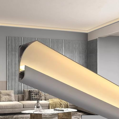 Elitix Led Profile 3ft Led Light Strip Diffuser Aluminum Channel for Trim Edge, Cornice Coving Led Indirect Lighting Molding Wall Ceiling, Baseboard Trim System Cover(White,Small)