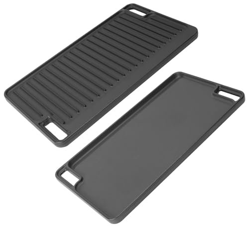 Large Cast Iron Griddle Insert, Universal Skillet, Oblong Grilling Pan for Stovetop,Pre-Seasoned Griddle Gas Stove Grill Plate Oven, 16.75 x 9.5 Reversible Pancake Pan for Weber,Charbroil etc.,1PC
