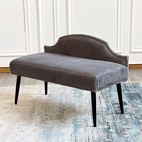 Luxuriöse Samt-gepolsterte Bettbank mit Rückenlehne, moderne Eingangsmöbel, Dekoration für Schlafzimmer oder Esszimmer, Grau, 120 x 40 x 66 cm