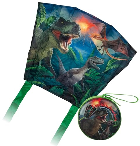 TapirElla Cerf-volant de poche pour enfants, avec motifs colorés, mini cerf-volant avec cordon de 30 m, cerf-volant pour enfants à partir de 3 ans de la marque Lutz Mauder (dinosaure – multicolore)