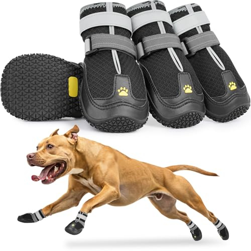 LUCKYPAW Hundeschuhe für große und mittelgroße Hunde, atmungsaktive Hundeschuhe für heißen Bürgersteig, Pfotenschutz für Sommer, Spaziergänge, Wandern, Winter, Schnee, Outdoor, rutschfeste