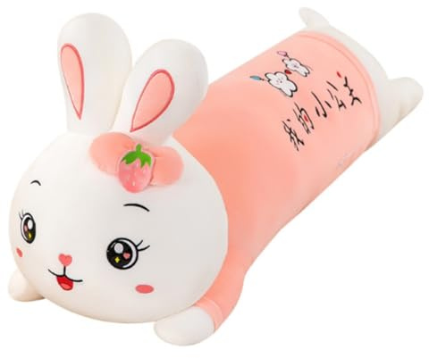 OUKEYI Rabbit Plush Pillow,27“/70cm Long Pink bunny Rabbit Stuffed Animal, Plush Long Body Pillow Gift for Kids Adults