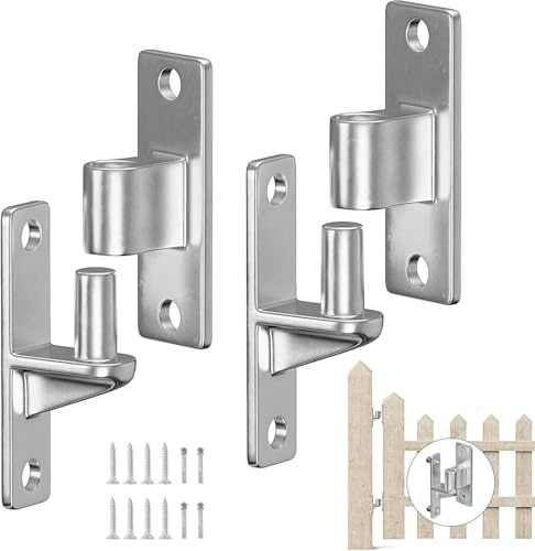 Hanured® 2 paia Cerniere per cancelli in acciaio inox 304, Carichi Pesanti Cerniere Porta per cancelli agricoli, recinzioni in legno, Capacità a 270kg(Argento, con viti)
