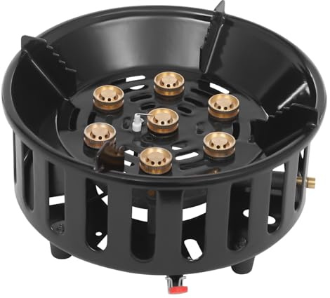 HarBin-Star - Hornillo de camping, hornillo de gas con bolsa de transporte y 3 adaptadores, quemador de gas portátil, resistente al viento, para olla de 21,5 – 23 cm