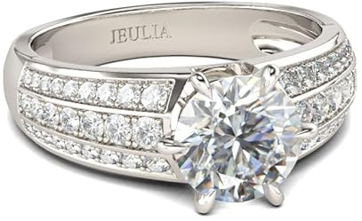 Bague de fiançailles pour femme en argent sterling avec zircone ronde et pierres, élégante et moderne, étanche, pour anniversaire et mariage (Argent, 62(19.8))