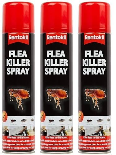 Bazaarist Rentokil Flea Killer Spray 300ml – Ready-to-Use Aerosol Surface Insecticide for Long-Lasting Control of Fleas on Hard Surfaces and Carpets (3PCS)