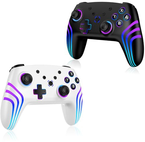 VidPPluing 2 Pack Switch Controllers, RGB Switch 2 Controller for Nintendo Switch/Switch 2/Lite/OLED, Wireless Pro Controller with Motion Sensor/Dual Vibration/Turbo/Wakeup