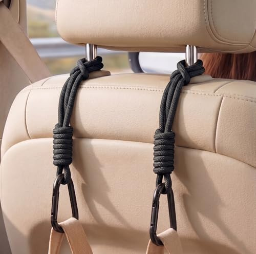 iBestgol 360° Drehbare Kopfstützenhaken fürs Auto, Rücksitz Haken zum Aufhängen von Taschen und Einkaufstaschen, Praktischer Auto Organizer, Schwarz 4pc