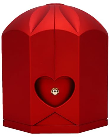 Bamjour Eternal Rose Ring Box, Smycken Presentask med Liten Låda för Ring Halsband Örhängen, med Eternal Rose för Flickvän Hustru Mamma årsdagen Födelsedag (L Röd)