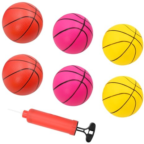 Hyacinthy 6 stycken minibasketbollar – 15 cm, 3 färger liten basketboll med 1 luftpump, inomhus utomhus, sportleksaker för barn, spel för pool strand, gåva för födelsedagsfester