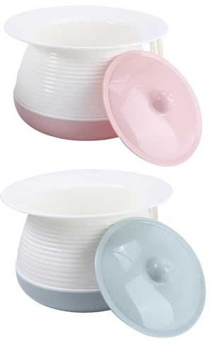 OFFIGAM 2 Pezzi Vasino Bimbo in Plastica Pp con Coperchio e Manico Rinforzato, Orinatoio Stabile per Addestramento Wc Bimbi, Design Pratico e Sicuro
